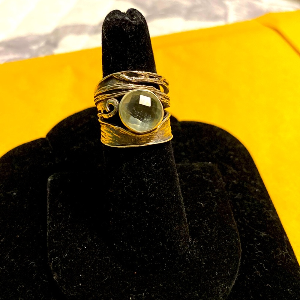 Sterling silver/light green stone…size 6 3/4